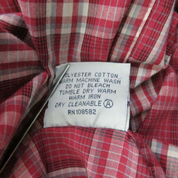 Salty Red Gray Plaid Shirt Mens Large  LS Button Cotton Blend - Picture 10 of 11